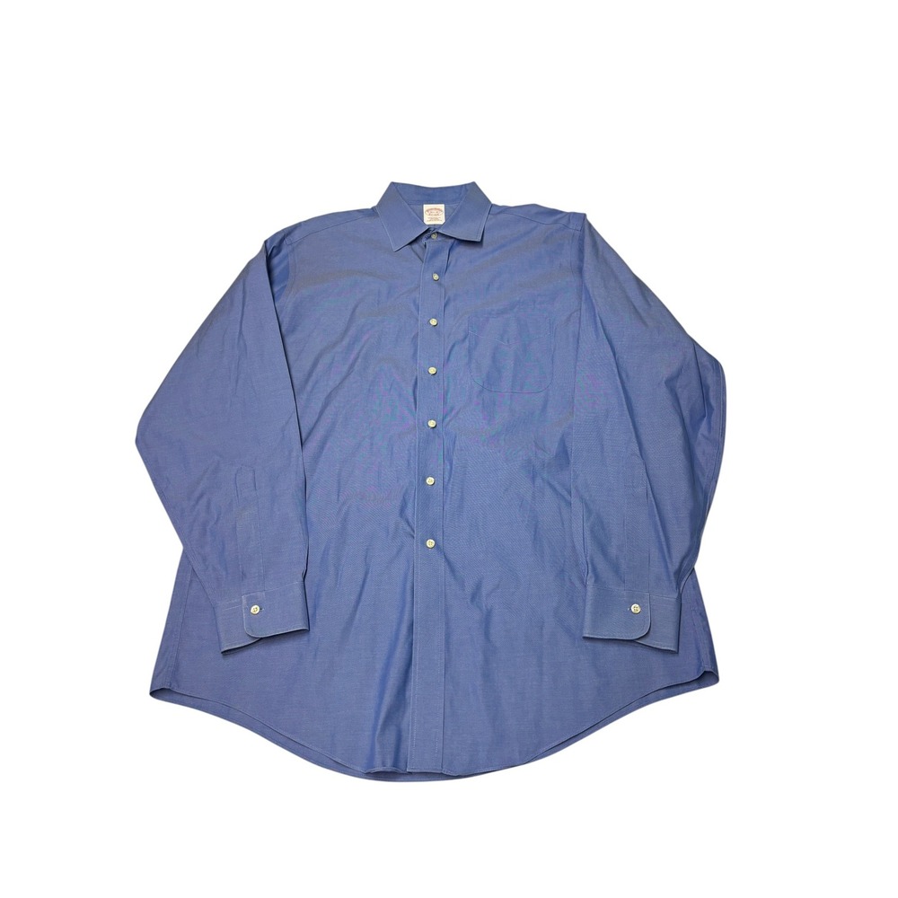 Brooks Brothers Mens 16.5 35 Blue Non-Iron Traditional Fit Cotton Dress Shirt
